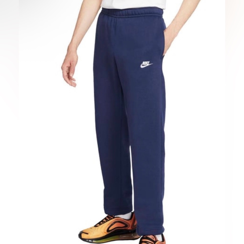 NIKE FLEECE SWEATPANTS NAVY BLUE Standard Fit Straight Leg Regular Length S MENS